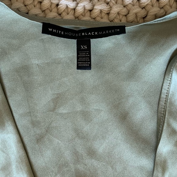 WHBM Runched Wrap Front Satin XS Blouse - Picture 6 of 7